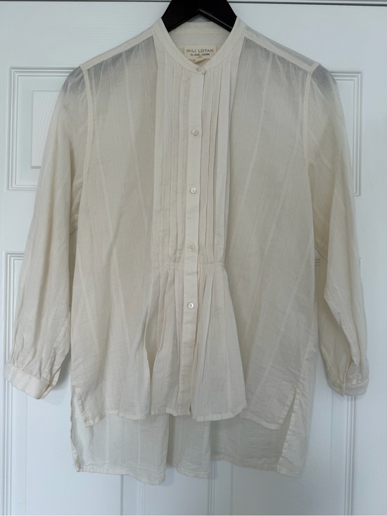 Nili Lotan Tops - Nili Lotan Estelle Cotton Pintuck Pleated Front Button Blouse Size Medium